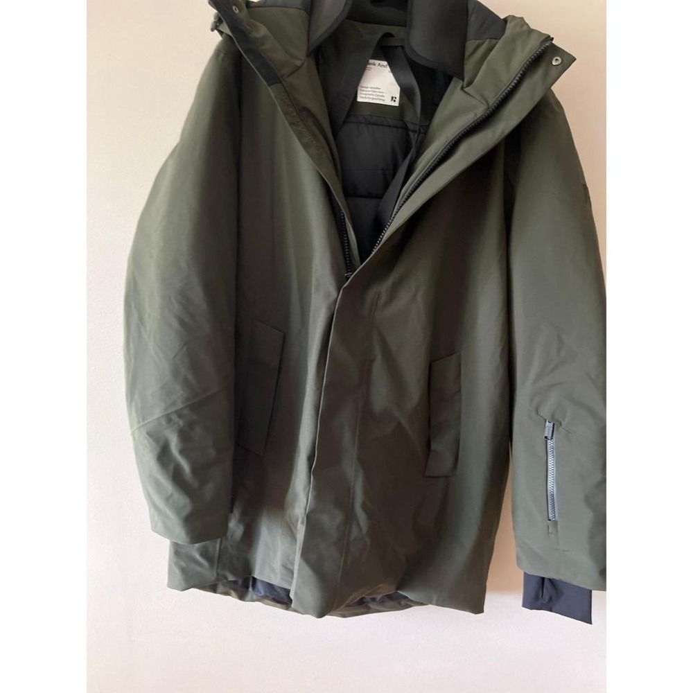 Frank and Oak Capital Waterproof Hooded Parka Resin Green XL